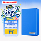 纽曼（Newsmy）1TB 移动硬盘机械 双盘备份 清风Plus系列 USB3.0 2.5英寸 宝石蓝 海量存储 手机连接 格纹设计