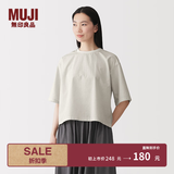 MUJI 女式 凉感罩衫T恤上衣打底衫女款内搭女装短袖 26年夏季BC2Q6C6S 象牙色格纹 M （160/84A）