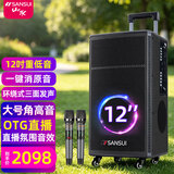 山水（SANSUI）TE12户外室外K歌拉杆大功率演出活动拓展表演低音炮网红直播移动广场舞无线蓝牙话筒便携式音箱 【推荐】TE12 12吋重低音+1500W功耗+双话筒