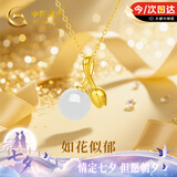 中国黄金（CHINA GOLD）郁金香黄金吊坠女款2026金镶玉吊坠七夕情人节礼物送女友老婆生日 足金如花似郁吊坠+赠镀金银链【今/次日达】