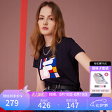 斐乐（FILA） 女装官方女士短袖T恤夏季休闲运动内搭t恤百搭短T上衣 传奇蓝-F51W629191B XS （155/76A/XS）