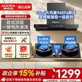 澳柯玛（AUCMA）油烟机套装自营吸油烟机欧式25m³大吸力自清洗抽烟机50D+612BD天然气【烟灶套装5.2KW独立定时】