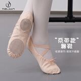 铁箭（TIEJIAN）舞蹈鞋软底成人芭蕾舞鞋女防滑猫爪鞋儿童中国舞古典练功形体鞋 肉色 系带款 39