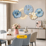 欧迪朗餐厅装饰画轻奢高级感九鱼图挂钟饭厅壁画客厅背景墙钟表挂画带灯 【组合装】A-九鱼聚财+花束花瓶 总长80cm 常规款【不带灯+多层亚克力精雕工艺】 无框艺术【三层UV精雕+静音钟表】