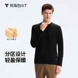 拇指白小T【热力加绒T】加厚长袖T恤秋冬男女保暖打底衫 男款黑色 L