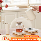 泰摩进阶手冲咖啡套装礼盒 温控手冲咖啡壶磨豆机便携咖啡机生日礼物 进阶型套装-【栗子C3S|哑光白】