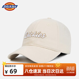 Dickies复古棒球帽男女情侣软顶纯棉面料鸭舌帽显脸小遮阳帽子 浅米色