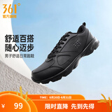 361°运动鞋男鞋夏季新品透气网面跑鞋黑色通勤轻质耐磨慢跑步鞋男 曜石黑【皮革面防泼水】 43