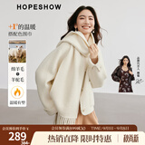 红袖小香风绵羊毛呢大衣冬季新款女装圆领甜美气质保暖双面呢外套 本白001 S