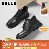 百丽男鞋高帮休闲皮鞋冬季牛皮厚底商务短靴加绒A2199DD5 黑绒里 41