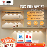 公牛（BULL）感应猫眼橱柜灯磁吸充电山丘光效展柜玄关氛围小夜灯 黑60cm三色