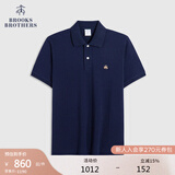 布克兄弟（BrooksBrothers）男士夏季新品金羊刺绣珠地网眼修身短袖Polo衫 4004-藏青色 M
