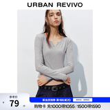 UR2026秋季新款女装时尚休闲简约基础修身长袖T恤UYB450010 花灰 S