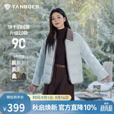 坦博尔轻薄羽绒服女短款翻领宽松舒适衬衫式女士外套330226D 晴山蓝165