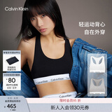 Calvin Klein内衣【七夕情人节礼物摩登引力带】女士ck轻运动棉质工字背心文胸 001-太空黑 S 推荐70A-75A