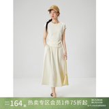 自巧小个子慵懒松弛感短袖t恤半身裙套装女2026夏季新款显瘦上衣 巧米色半裙 XS (2码) 拍前请联系客服确认