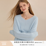 香影【绵羊毛+山羊绒】黄色v领毛衣女2025冬季新款慵懒风针织上衣 蓝色 S 155/80A/85-95斤