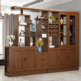 卡洛森（KALUOSEN） 实木间厅柜 客厅玄关柜门厅装饰隔段酒柜中式双面屏风现代储物柜 胡桃色 长1.3米（宽40公分高2米）