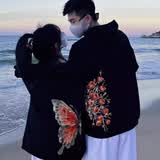 love legend 情侣装卫衣全套秋冬一男一女同款宽松百搭连帽衫衣服班服定制 蝴蝶 黑色+黑色 男XL+女M