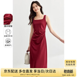 尚都比拉法式高级感连衣裙女秋季赫本风长款气质A字裙抽褶收腰显瘦背带裙