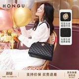红谷女包简约休闲时尚菱格单肩包头层牛皮斜挎包 生日礼物送女生