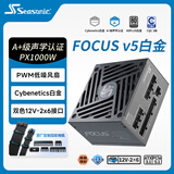 海韵（SEASONIC）【FOCUS v5 PX】1000W 双色线材白金认证 电脑电源｜A+声学认证｜ATX 3.1｜CQC 3级｜支持5090显卡