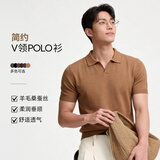 PERRY BURRY超精蚕丝羊毛针织衫老钱风男装polo衫短袖毛衣 核桃棕3XL190/104A