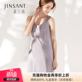 金三塔真丝睡衣女100%桑蚕丝简约背心式真丝睡裙丝绸睡衣 高级灰 M
