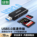 绿联USB3.0高速读卡器 SD/TF内存卡读卡器 支持相机单反手机电脑行车记录仪监控无人机储存卡读卡器