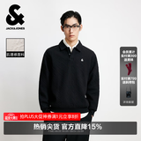 杰克·琼斯（JACK&JONES）26年秋季新款男装宽松肌理POLO翻领上衣运动休闲卫衣男长袖打底衫 E40黑色 M 175