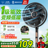 钻石牌电风扇家用【1级能效+直流变频+纯铜电机】台地两用摇头扇大风量轻音卧室客厅空调伴侣DFS-ZBHM08z