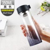 乐扣乐扣玻璃水杯夏季女便携茶杯双层耐热学生防烫杯子白领杯子 LLG653BLK黑色- 350ml