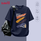 班尼路（Baleno）短袖t恤男夏季新款美式潮牌宽松纯棉五分袖上衣重磅休闲百搭衣服