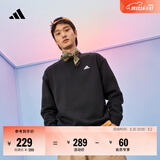 adidas情侣款休闲抓绒圆领长袖卫衣套头衫男女秋季阿迪达斯轻运动   黑色/白   L