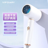 VIP DIARY电吹风机高密度负离子家用大功率发廊强劲大风力速干吹风筒柔顺护发静音节日礼物便携电风筒 K6-珍珠白-2200W