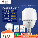 公牛（BULL）LED灯泡高亮柱形灯厂房车间商超食堂 30W球泡白光6500KE27螺口