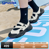 斐乐（FILA）FUSION斐乐玛丽珍凉鞋女鞋凉拖魔术贴海螺沙滩鞋 微白/黑-WB 38.5