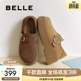 百丽（Belle）千层可颂质感勃肯鞋女款商场厚底增高休闲鞋E4S1DCM5 啡色-单里 36 (230mm)