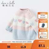 戴维贝拉（DAVE＆BELLA）女童毛衣半边绒儿童针织衫女秋季幼儿线衣小童秋装幼童线衫打底衫 粉色 110 cm（建议身高100-110cm）