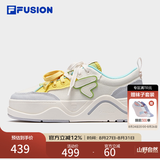 斐乐 FUSION斐乐潮牌女鞋滑板生活鞋2025夏新款50-50帆布鞋休闲鞋 奶白/精灵绿-GG 38