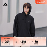adidas休闲加厚毛圈连帽卫衣套头衫男女秋冬阿迪达斯官方轻运动   黑色   3XL