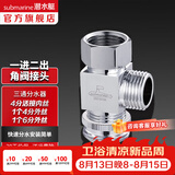 潜水艇（Submarine）一进二出角阀活接三通分水器全铜 多通分流器4分接口接头三通阀 无开关4分内丝+4分外丝+6分外丝