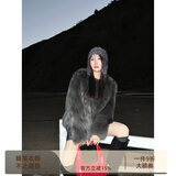 付智恩芦苇花 芬兰进口狐狸毛典雅轻盈年轻感圆领皮草外套女 深灰绿 M