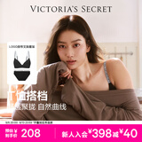 维多利亚的秘密维密logo字母肩带舒适无痕时尚文胸内裤内衣套装女 54A2黑色-无钢圈 75B (34B)+S