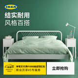 宜家（IKEA）NESTTUN奈斯顿铁艺床铁床床架双人床加厚简约卧室出租房 白色床架/朗塞特床板+加硬弹簧床垫0.9x2m