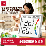 得力（deli）【86型面板】磁吸温湿度计时钟高清彩屏冰箱贴家用厨房桌面壁挂式日期万年历电子钟表-LE535PRO