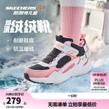 Skechers斯凯奇儿童秋冬休闲男女童二棉鞋轻质加绒保暖靴405222L/302583L 女童/黑色/白色/粉红色/BKWP 34