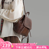 viney牛皮双肩包女复古学生高中初中书包轻便旅游旅行背包生日礼物女友