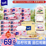 得宝（TEMPO）有香抽纸 沁柠玫瑰味 4层加厚80抽*30包 S码 湿水柔韧 纸巾
