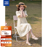 唐狮（TonLion）2026夏季连衣裙女气质淑女衬衫领泡泡袖净色名媛风百搭